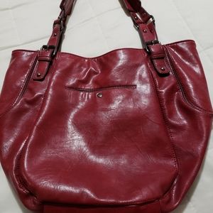 Nine West red leather handbag.
